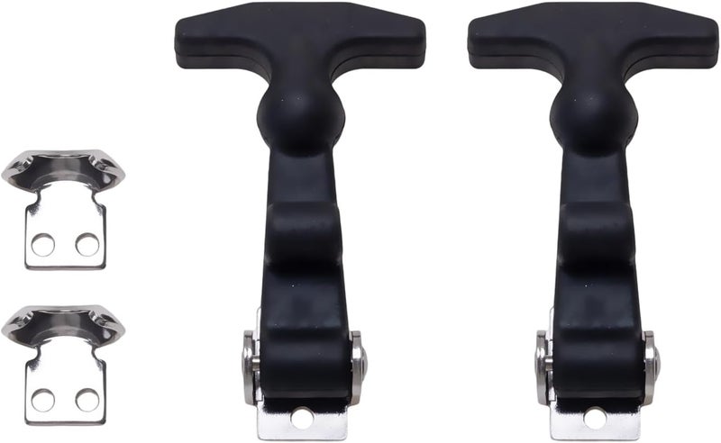 JAKOUE 2 Pcs Rubber Flexible T-Handle Draw Latches,Stainless Rubber Hood Catch with Brackets for Tool Box, Hood,Machine Equipment, Black, 4.6inch - Image 3